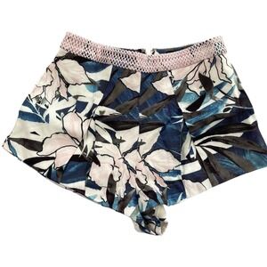 Stylestalker Shorts Womens XS Hawaiian Sunset Floral Print Crochet Waistband